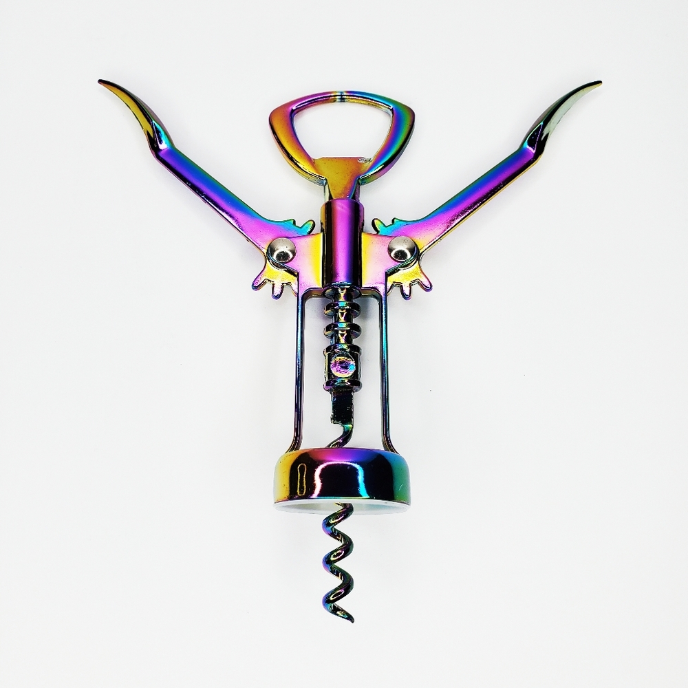 Iridescent Rainbow Dichroic Oil Slick Color Shift Wine Bottle Opener Bar Tool